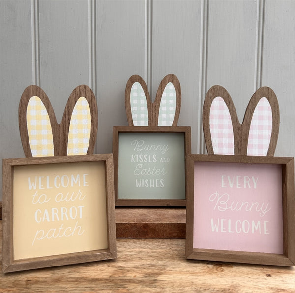 Wooden Easter Signs with Bunny Ears