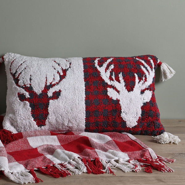 Double Reindeer Rectangle Christmas Cushion