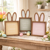 Bunny Ears Wooden Plaque Set of 3