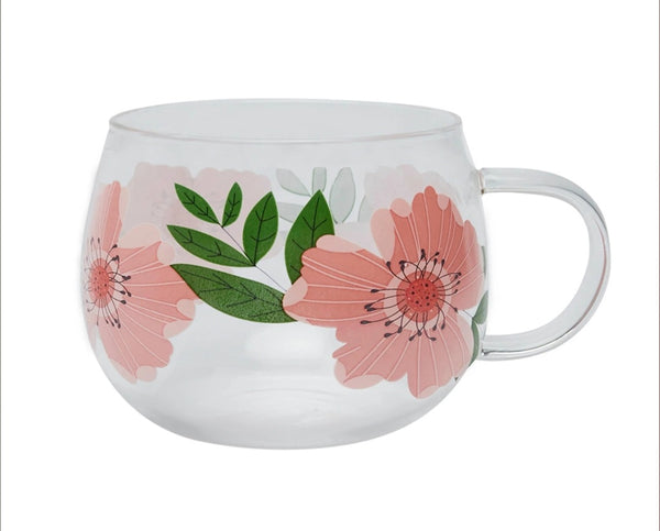 Pink Rose Glass Mug
