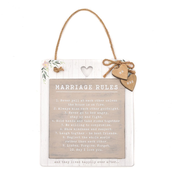 Love Story - Marriage Rules Plaque
