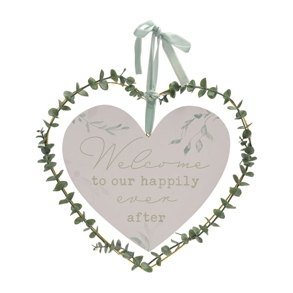 Welcome To Our Happily Ever After Heart Wreath