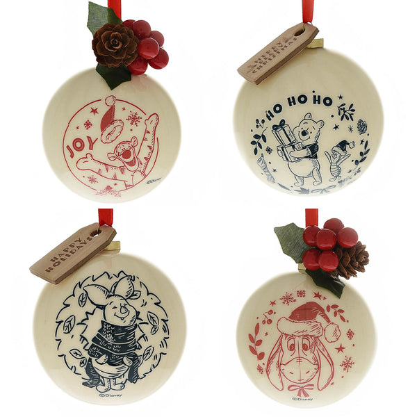 Winnie The Pooh Set of 4 Christmas Baubles