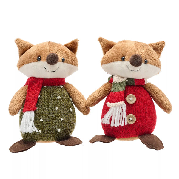 Set of 2 Christmas Fox Decorations