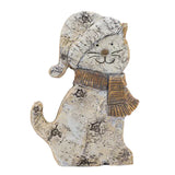 Wooden Effect Dog & Cat  with Hat & Scarf