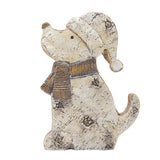 Wooden Effect Dog with Hat & Scarf