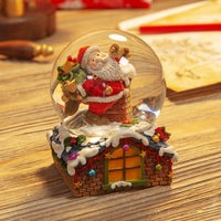 Hand Painted Resin Santa & Chimney Snowglobe 8.5cm