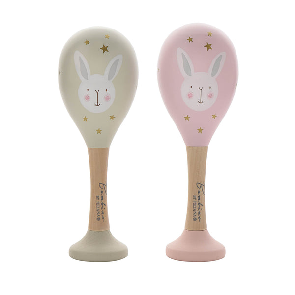 Bambino Toy Wooden Maracas - Pink & Blue Available